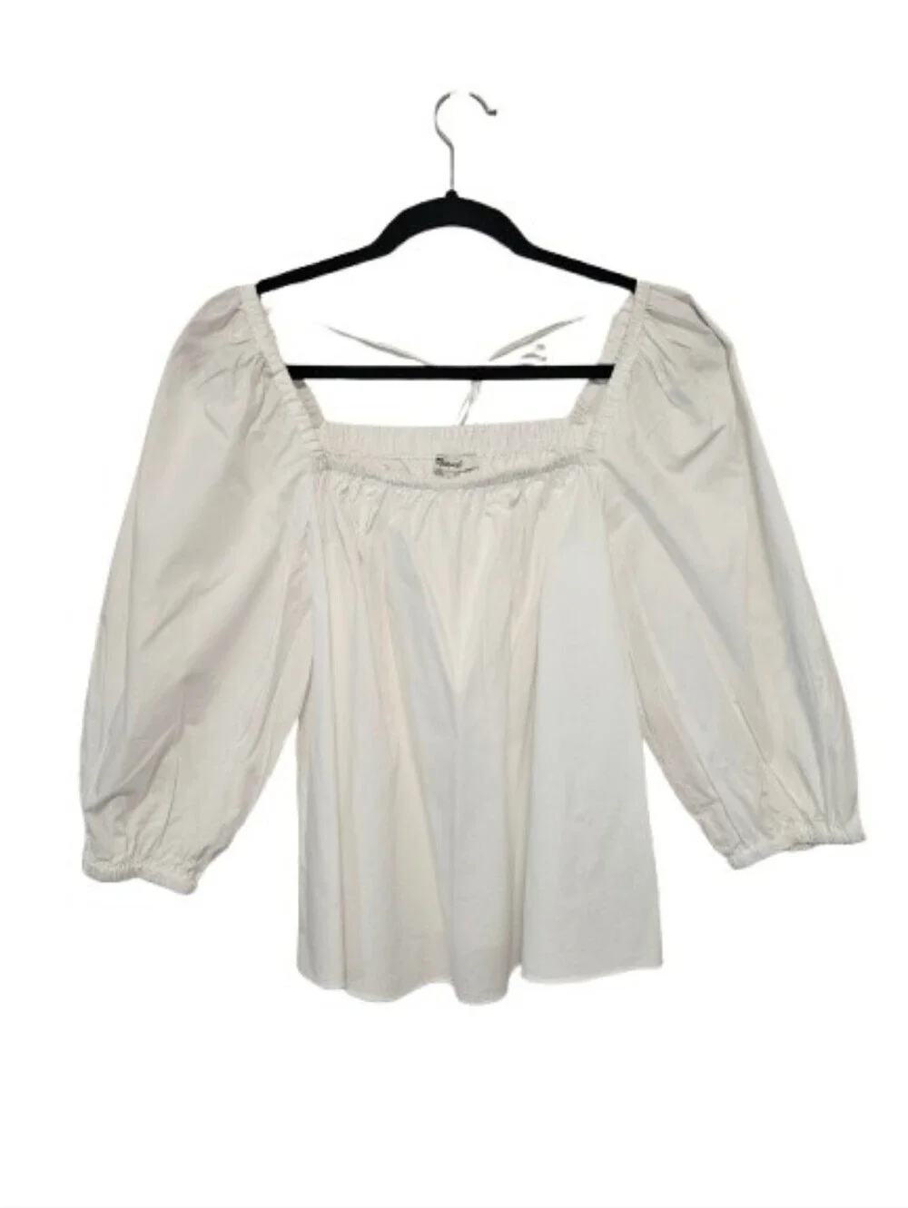 Madewell White Puff Sleeve Square Neck Women's Top Size 2 New with tags